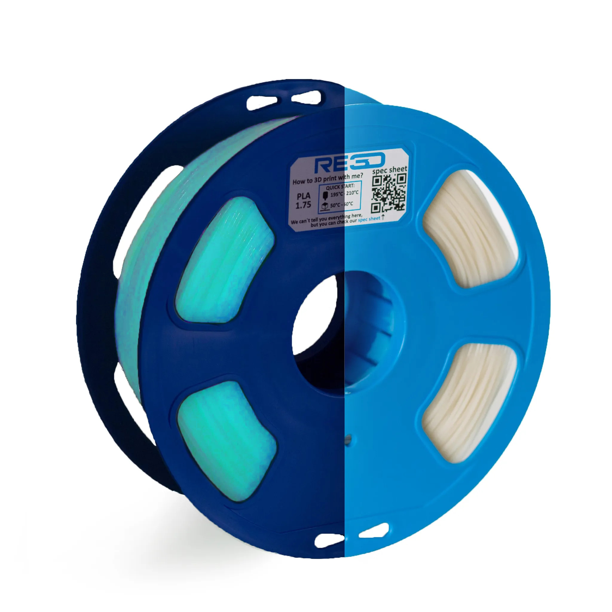 PLA Филамент Синьо Светещо в Тъмното |  Blue Glow in the Dark PLA Filament | High Speed PLA+ Material | 1.75mm, 1kg